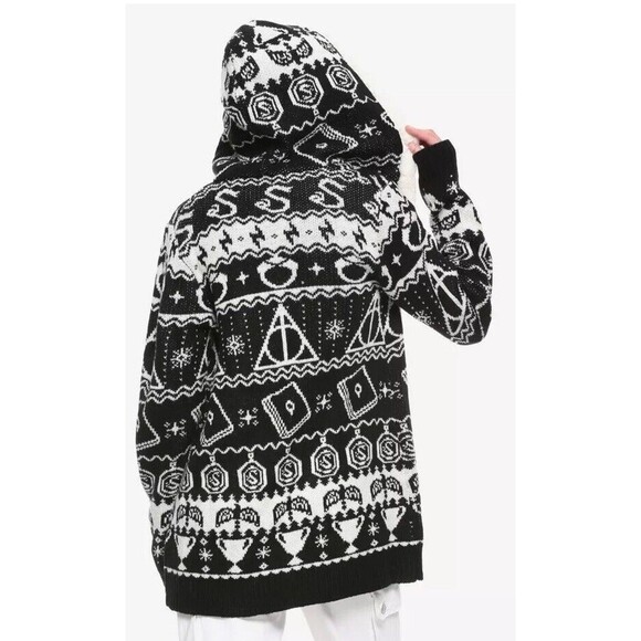 Harry Potter Horcrux Fair Isle Sherpa Open Cardigan - Picture 1 of 9